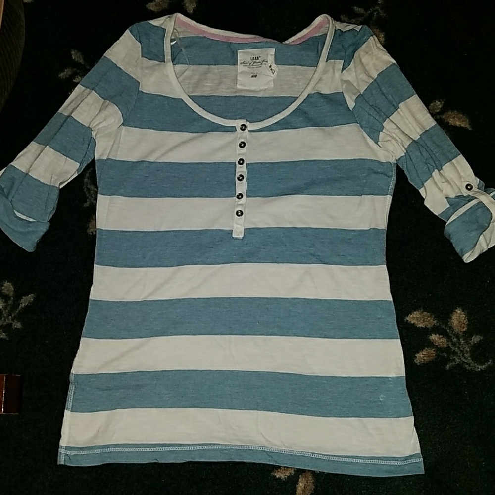 Light blue white Henley.